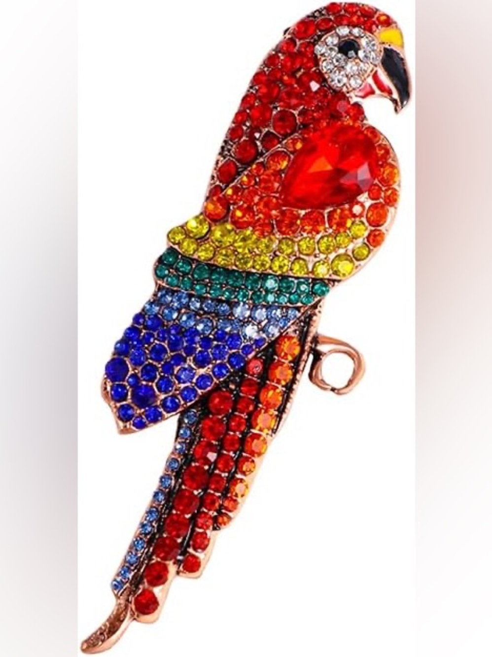Multicolor Crystal Parrot Brooch